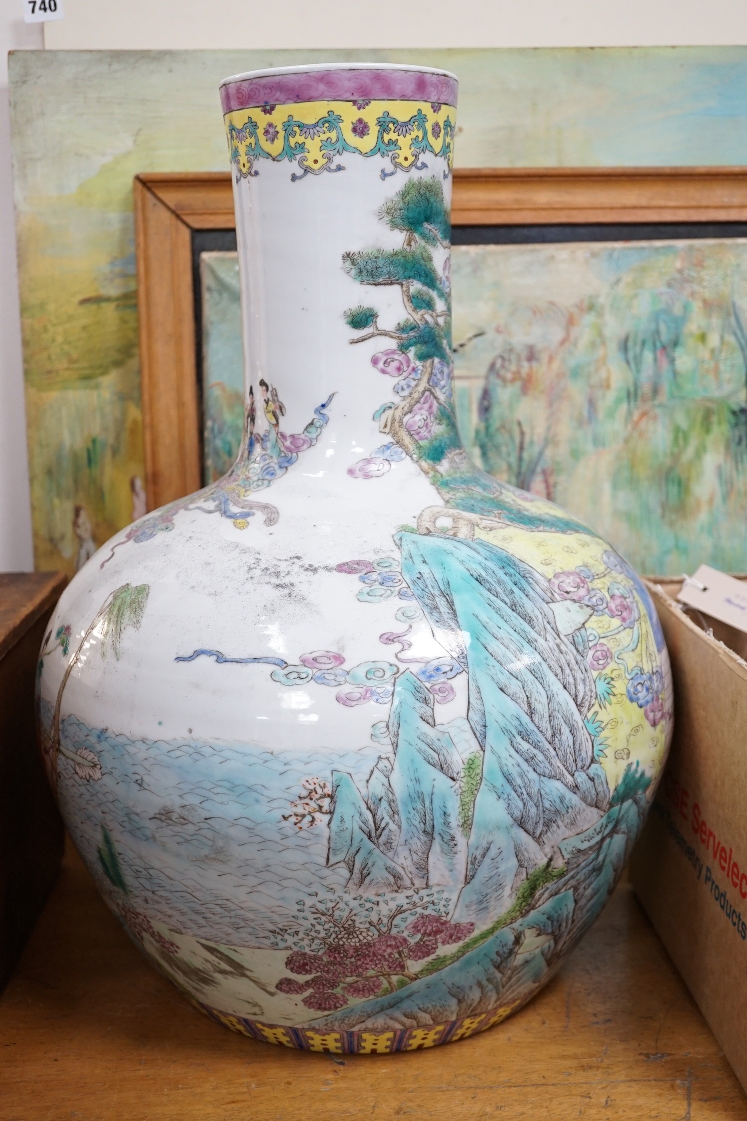 A large 20th century Chinese famille rose bottle vase, 53cm